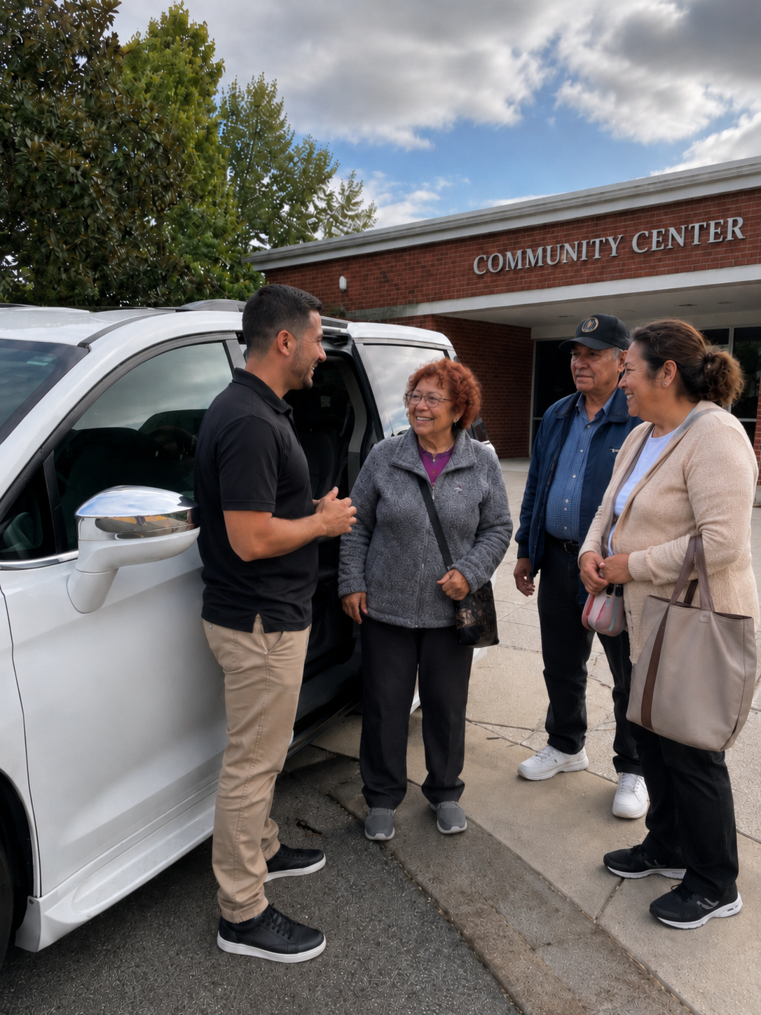 Facility and agency transportation support at a community center
